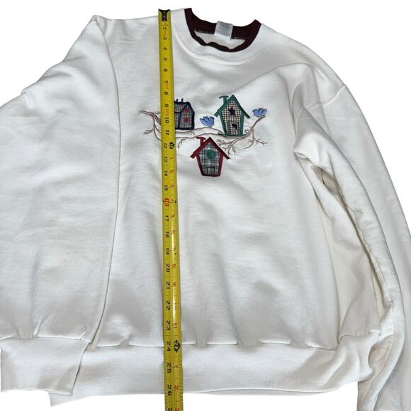 Vtg 90s Y2K Birdhouse Sweatshirt Jerzees Grandmacore Granny core - Picture 12 of 12